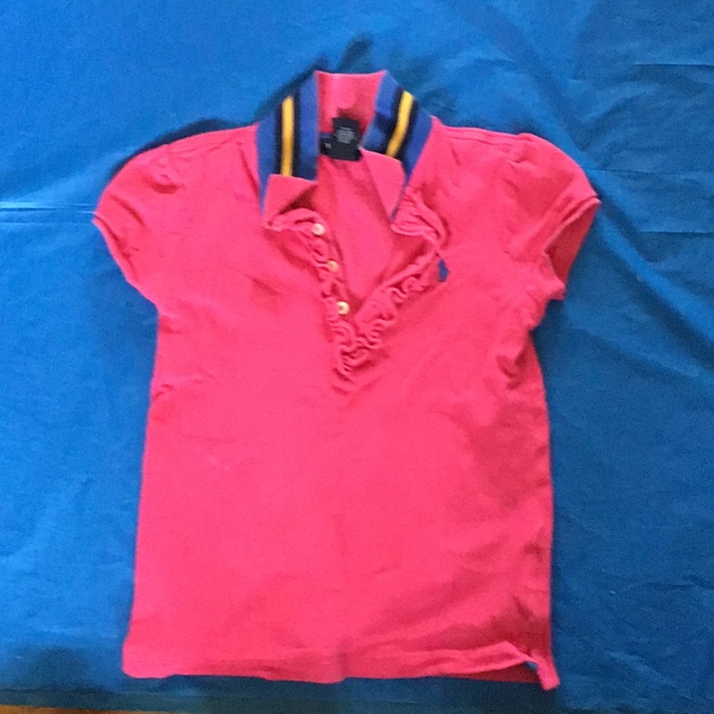 Pink Polo by Ralph with striped collar
